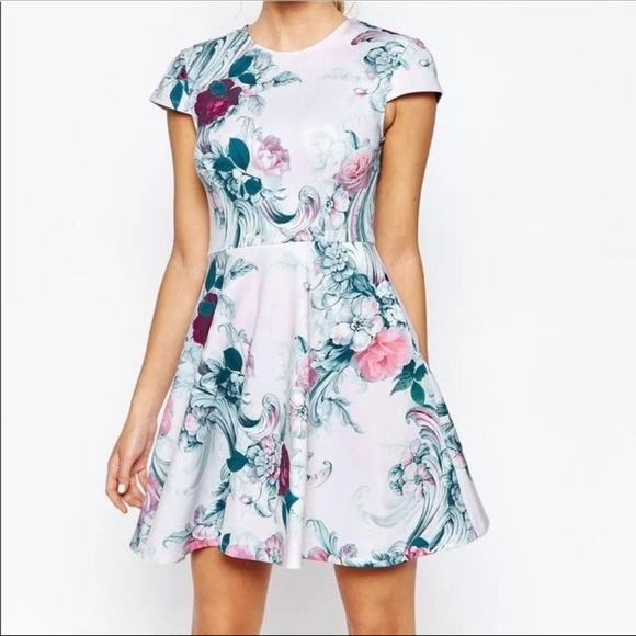 Ted Baker Fit And Flare Floral Dress US Size 2-4 - Picture 1 of 9